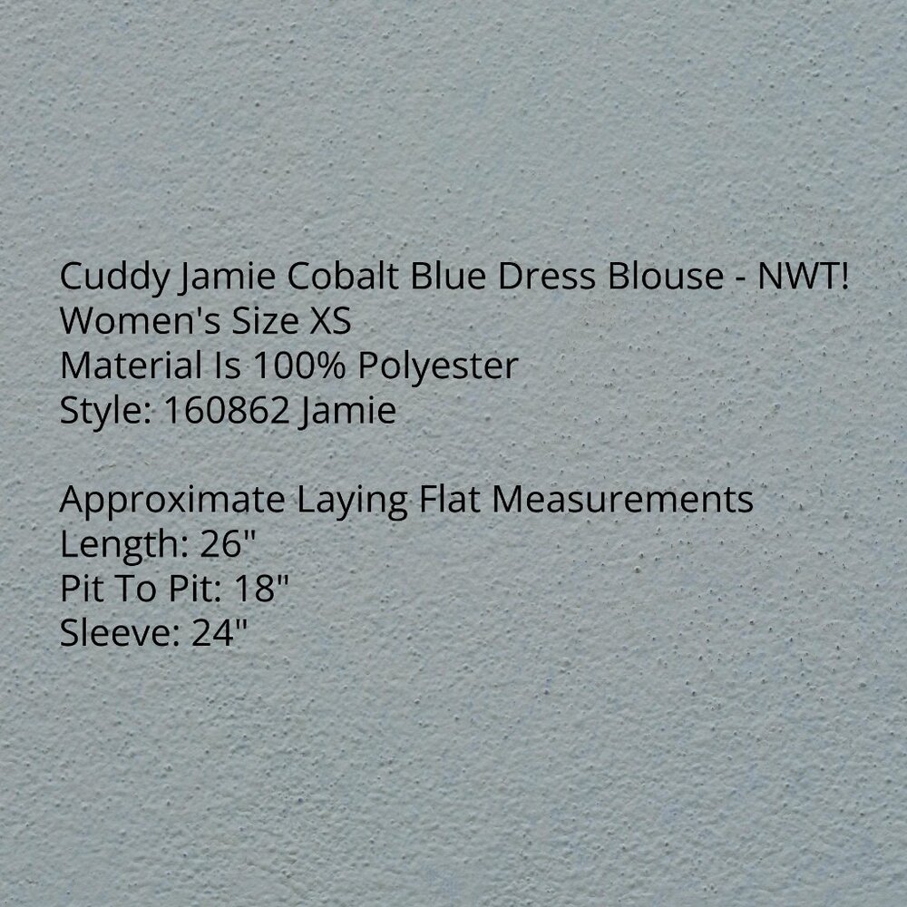 Cuddy Jamie Cobalt XS Blue Polyester Long Sleeve Blouse - Picture 6 of 6